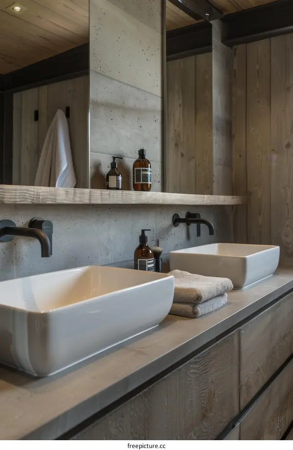 Modern Rustic Bathroom Double Sinks