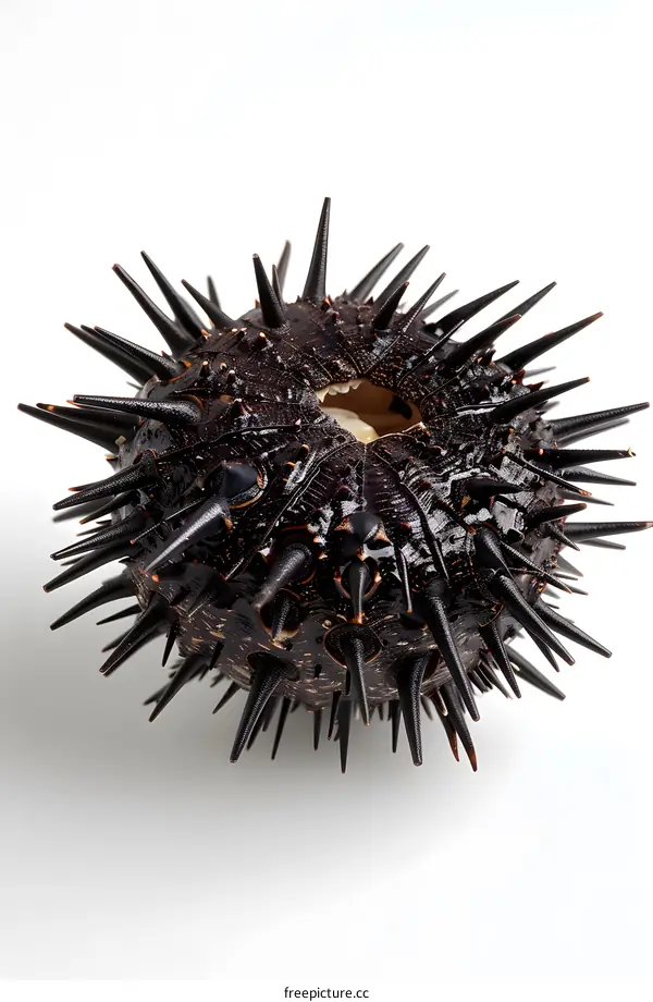 Sea Urchin Closeup on White Background