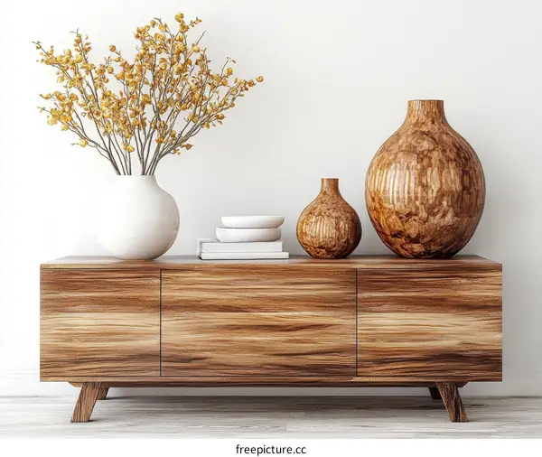 Modern Wooden Furniture with Decorative Vases