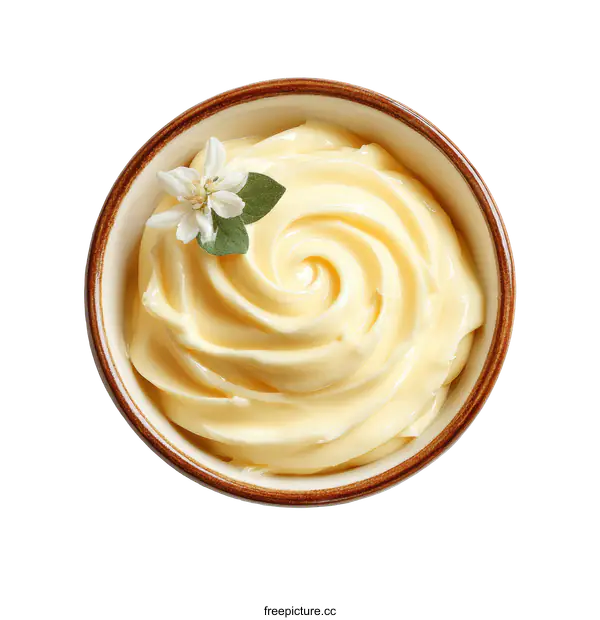 [Transparent Background PNG]Delicious Creamy Mayonnaise in a Bowl with Garnish