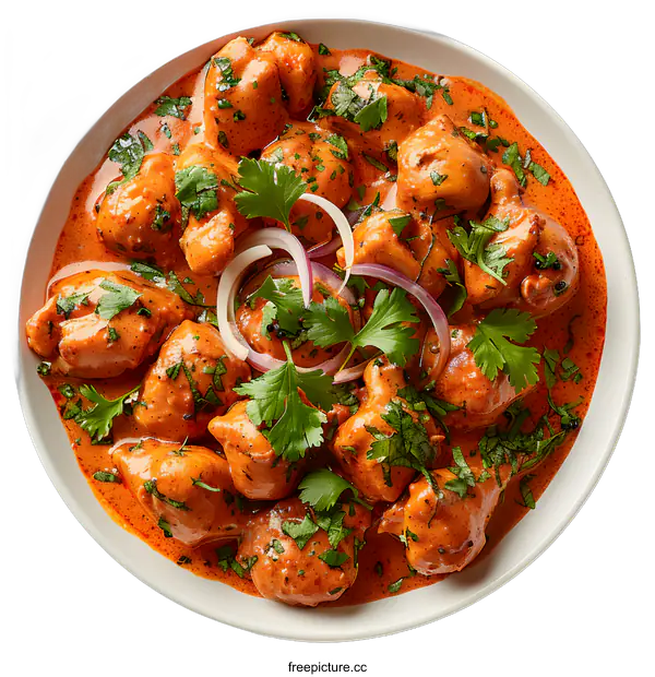 [Transparent Background PNG]Butter chicken in a white bowl