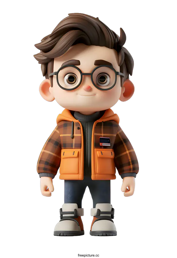 [Transparent Background PNG]3D cartoon character of a young boy