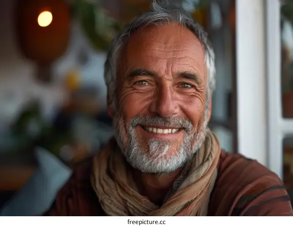 Close Up Portrait of a Smiling Senior Man