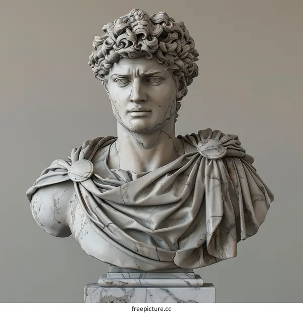 Ancient Roman Bust of a Warrior Sculpture