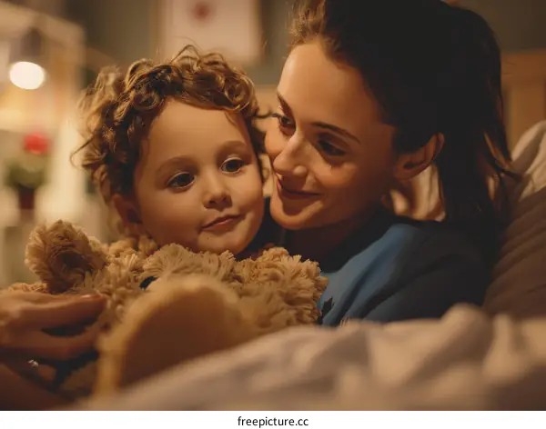 Mother and child bonding in a loving embrace