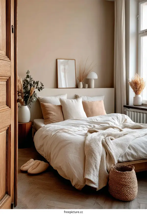 Beige Bedroom Interior Design with Natural Elements