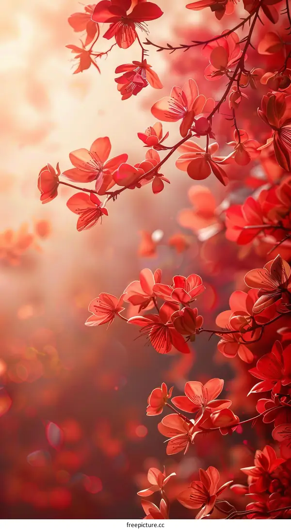 Vibrant Red Flowers Swaying in the Breeze