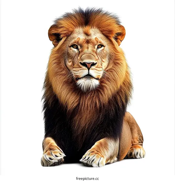 Majestic Lion Portrait Against White Background