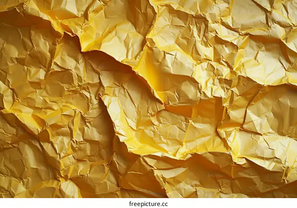 Close-up of crumpled yellow paper texture