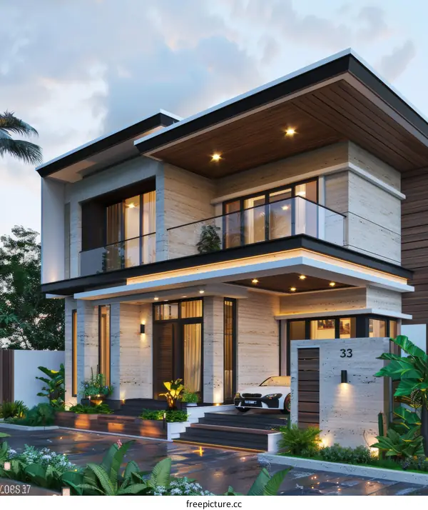 Modern Luxury House Exterior Design Illustration