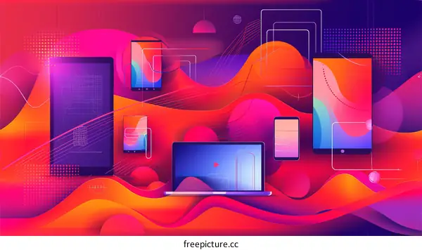 Gradient background with electronic devices