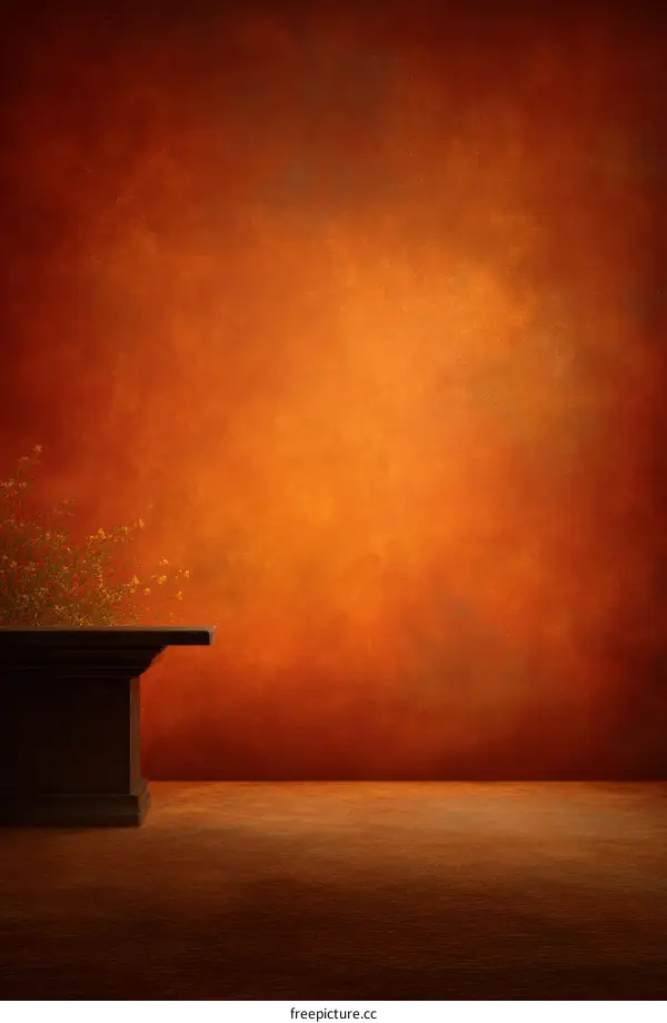 Warm Orange Studio Background with a Dark Accent Piece