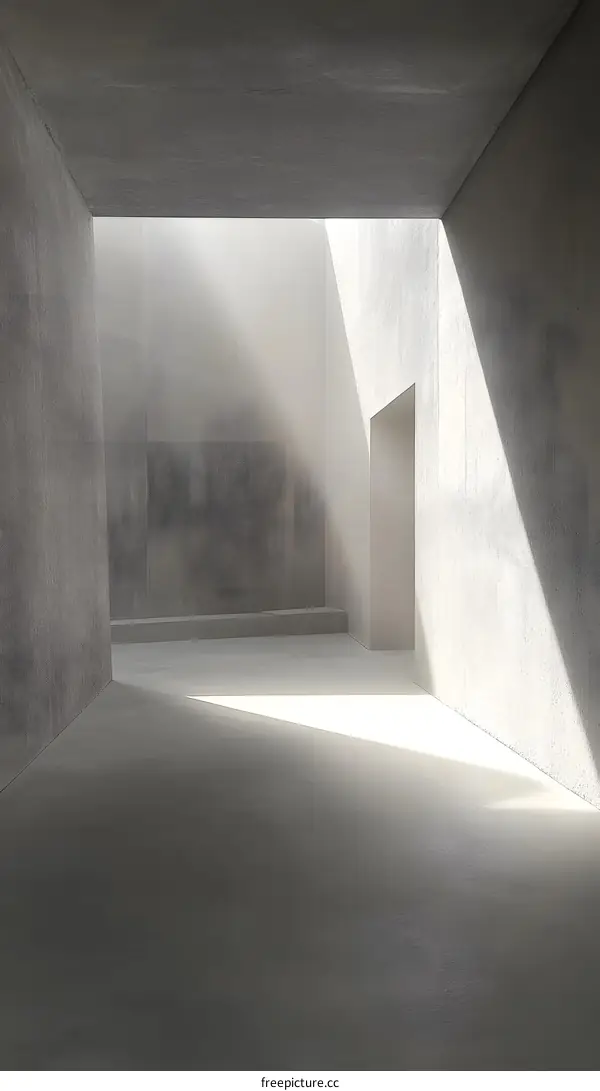Minimalist Concrete Room With Light Beam