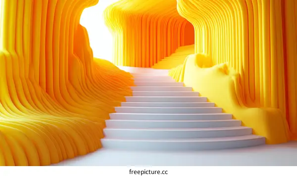 Abstract Yellow Architectural Staircase Design