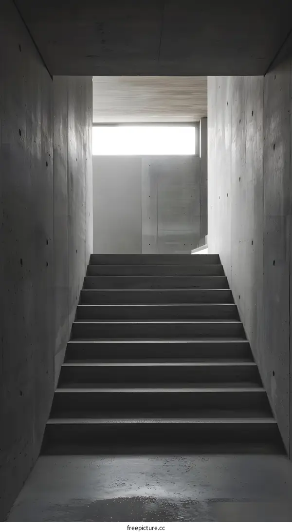 Modern Concrete Stairs Leading To Interior Of Building