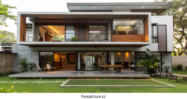 Modern Minimalist Two Storey House With Wooden Exterior