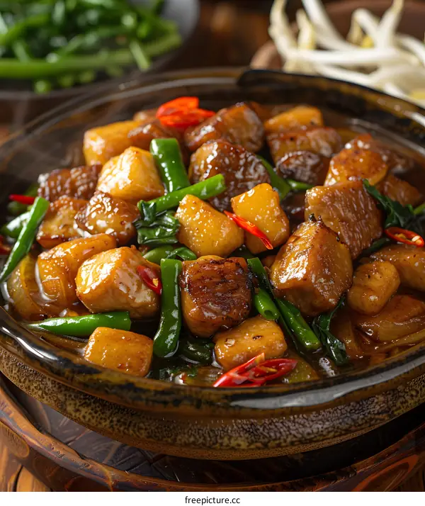 Pork and Potato Stir-Fry in a Clay Pot