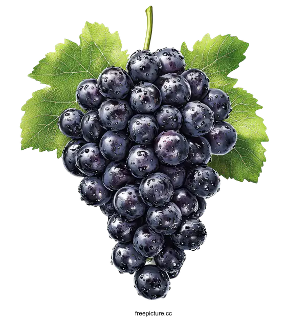 [Transparent Background PNG]Fresh Dark Grapes Cluster Close Up