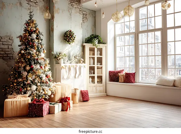 Christmas Tree Decorated Interior Design