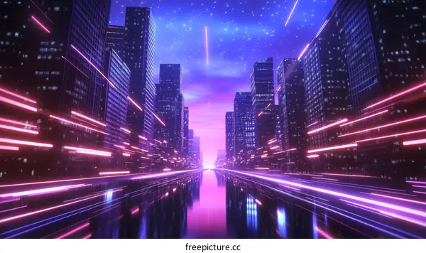 Neon Futuristic Cityscape at Night