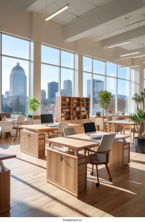 Workstations with a view of the city