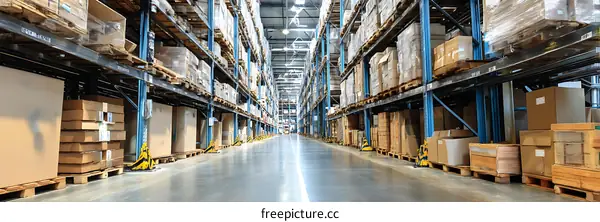 Large Warehouse Filled with Cardboard Boxes
