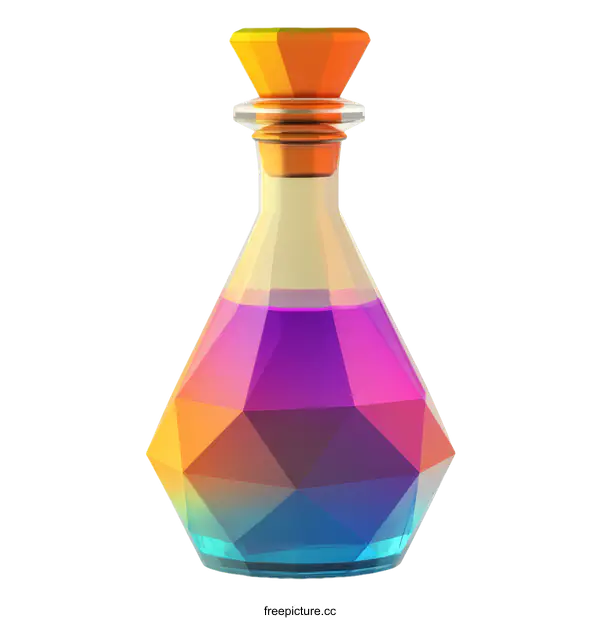 [Transparent Background PNG]Colorful Geometric Glass Bottle