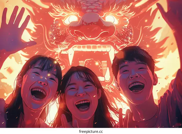 A group of people celebrating Chinese New Year