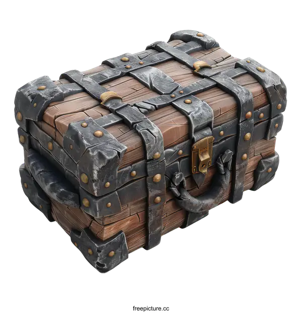 [Transparent Background PNG]Ancient Wooden Treasure Chest Isolated
