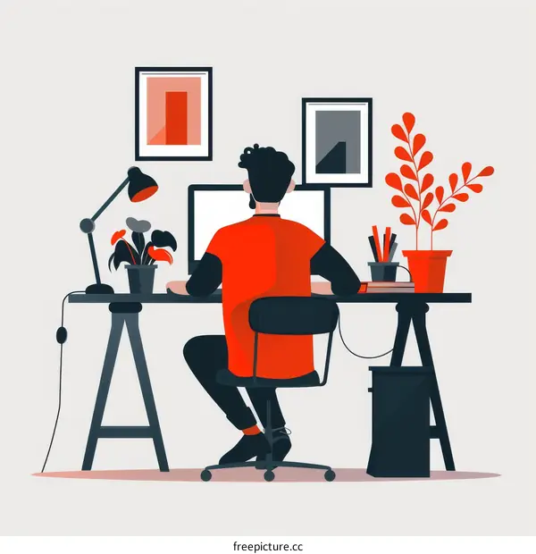 Man working from home office