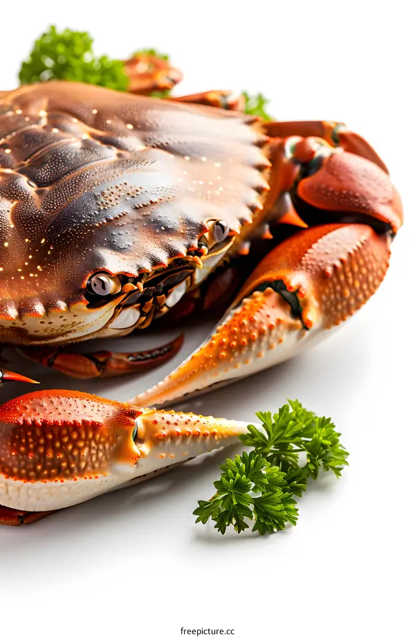 Fresh Cooked Crab on White Background