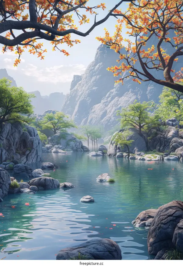 Tranquil Autumn Mountain Lake