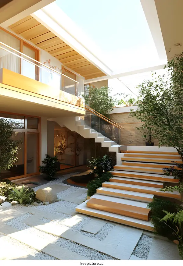 Modern Architecture House With Indoor Garden and Skylight