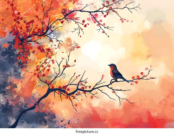 A bird is standing on a branch