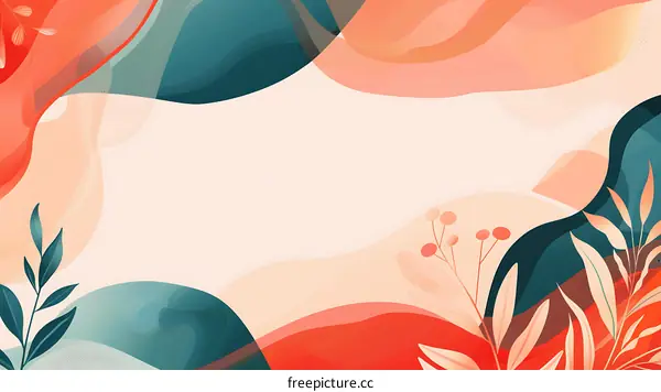 Abstract Floral Background with Red and Teal Colors