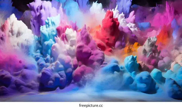 Colorful smoke explosion on black background