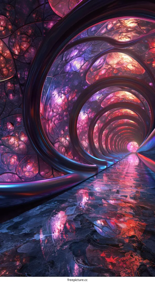 Glowing Pink and Purple Surreal Tunnel