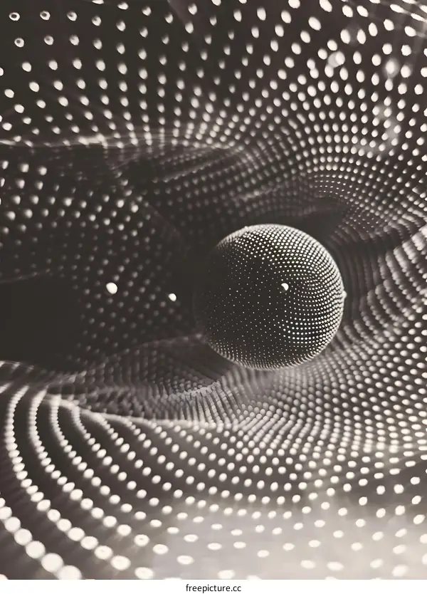 Abstract Black And White Sphere With Dotted Texture