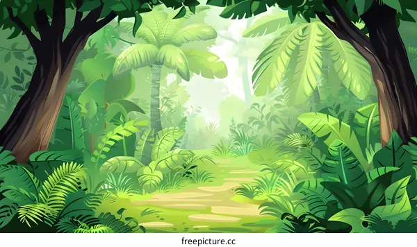 Green Jungle Path Illustration