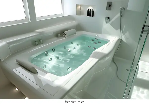 A modern bathtub with a minimalist design