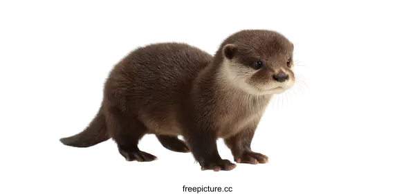 [Transparent Background PNG]Cute Baby Otter Portrait Against White Background