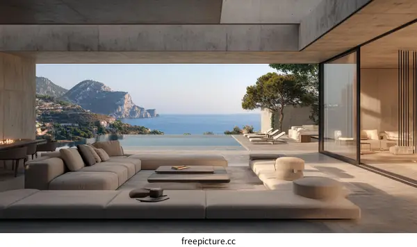Modern Coastal Villa Outdoor Living Space Design