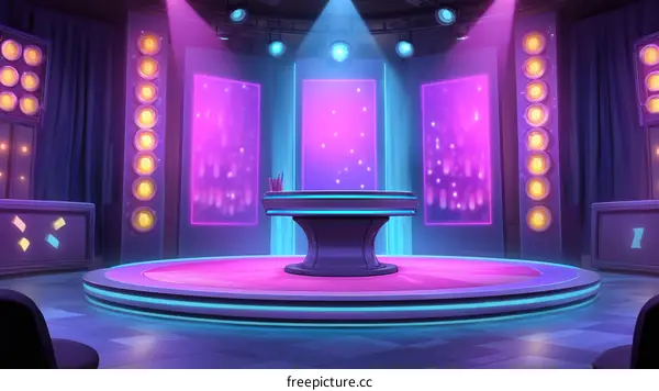 Retro Neon Stage Studio Interior