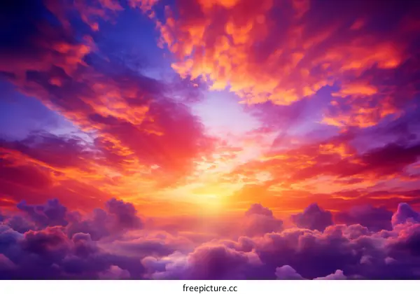 Vibrant Sunset Sky Over Majestic Mountains