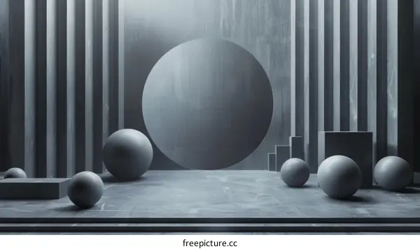 Abstract Geometric Grey Minimalist Scene