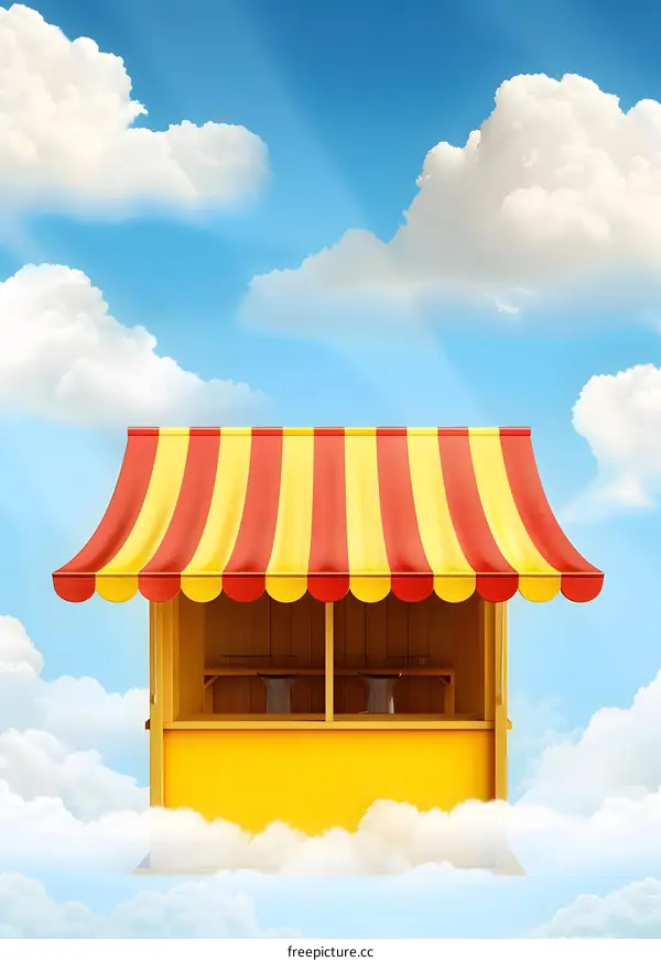 Red Yellow Striped Awning on a Cloud