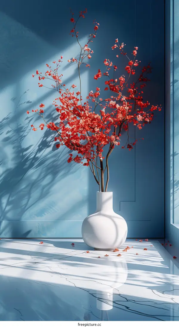 Elegant Interior Design with Red Blossoms