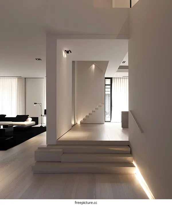 Modern White Stairs Leading Up To A Second Floor