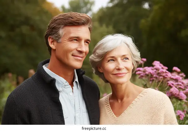 Couple enjoying natures beauty in autumn park