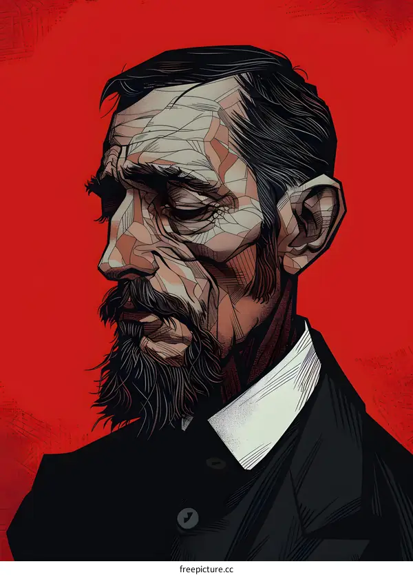 Charles Dickens portrait illustration